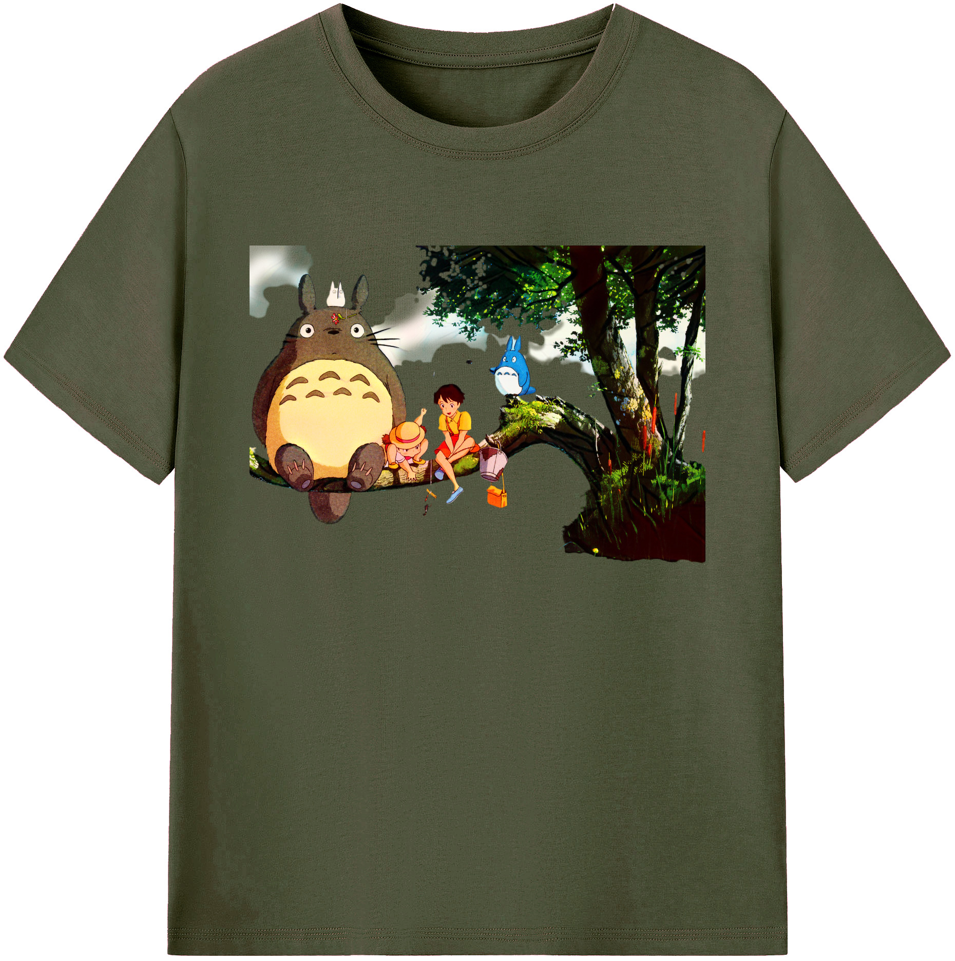 （画像用） となりのトトロ 草壁メイ 草壁サツキ My Neighbor Totoro Satsuki Kusakabe Mei Kusakabe 綿100％ メンズ半袖Tシャツ｜肌触りやわらか＆通気性